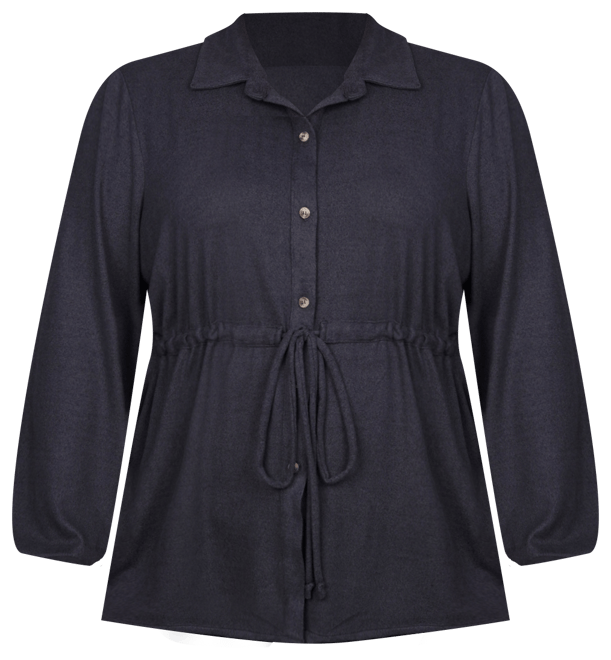 Plus Size Long Dolman Sleeve Drawstring-Waist Tunic Top