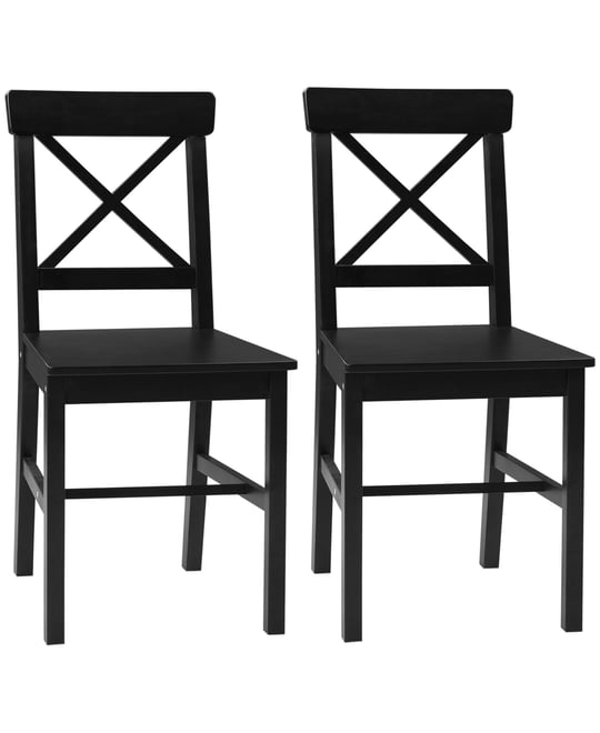 Wooden Farmhouse Dining Chairs Set of 2 with Cross Back,