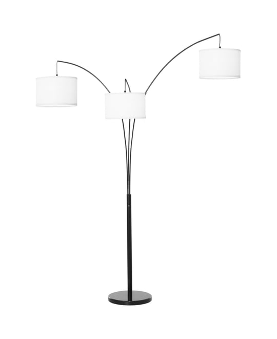 Arc Floor Lamp w/3 Hanging Drum Shape Lampshade, and Flexible Steel Pole