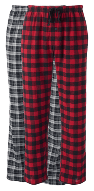 Open-Bottom Flannel Women's Tall Pajama Pants in Apple Red and Navy Plaid