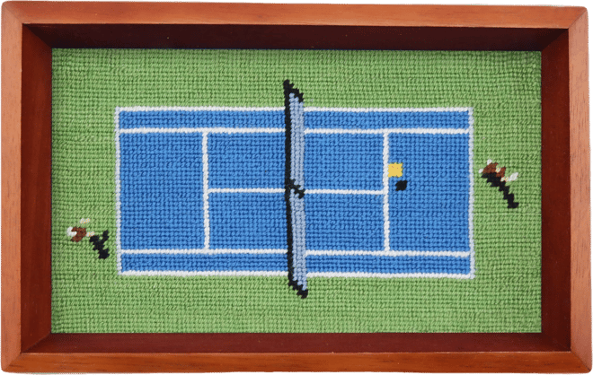 Tennis Overhead Needlepoint Valet Tray