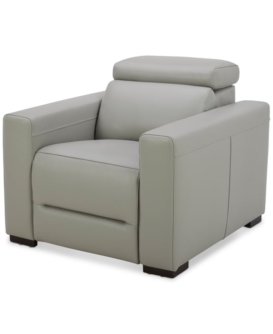 Nevio 39" Leather Power Recliner and Headrest, Created For Macy's