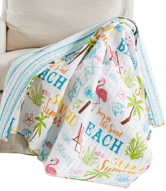 Homthreads Rowan Days Reversible Quilted Throw, 50" x 60"