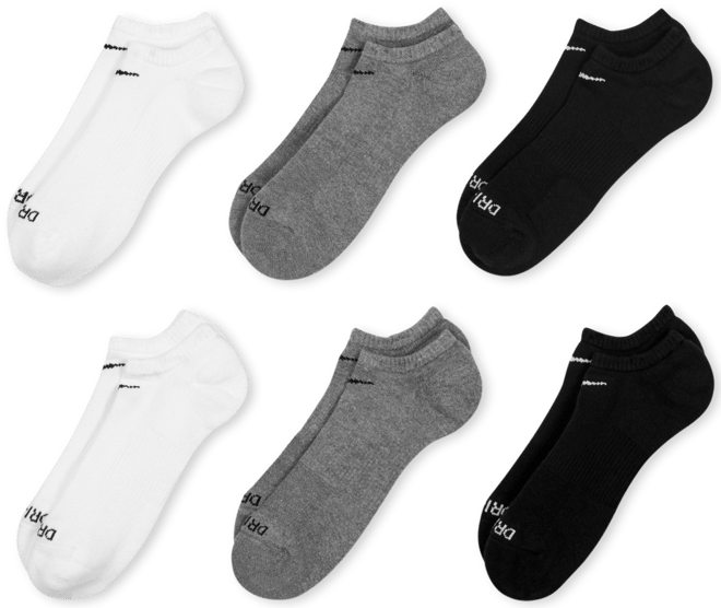 Unisex Everyday Plus Cushioned Training No-Show Socks 6 Pairs