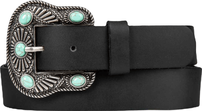 Women's Turquoise Studded Western Buckle Belt