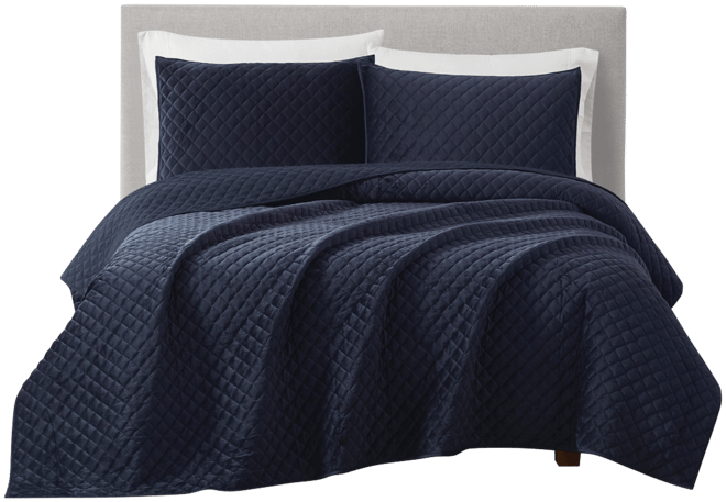 Diamond Velvet 3 Piece Quilt Set, Full/Queen