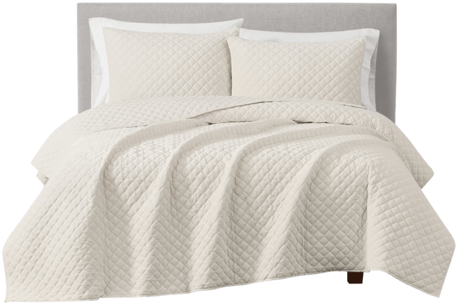 Diamond Velvet 3 Piece Quilt Set, Full/Queen