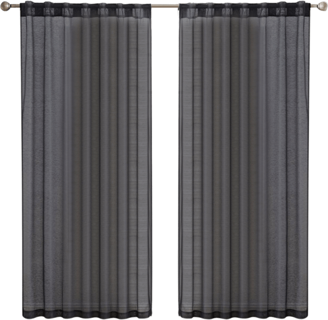 Lauren Semi Sheer Light Filtering Transparent Pocket Top & Back Tab Lightweight Window Curtains Drapery Panels Bedroom & Living Room, 2 Panels