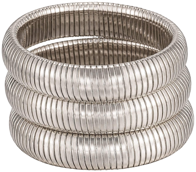 Golden Hour Flex Snake Chain Stretch Bracelet Set, 3 Pieces