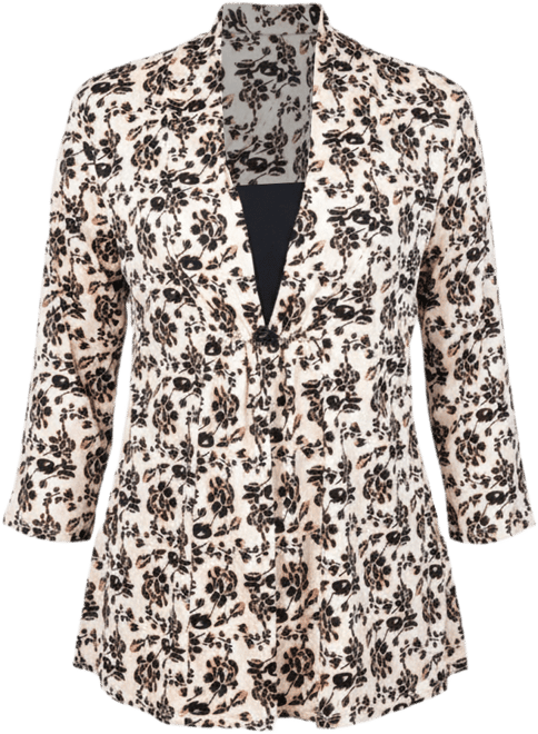 Petite Puff Print 3/4 Sleeve Two-Fer Top