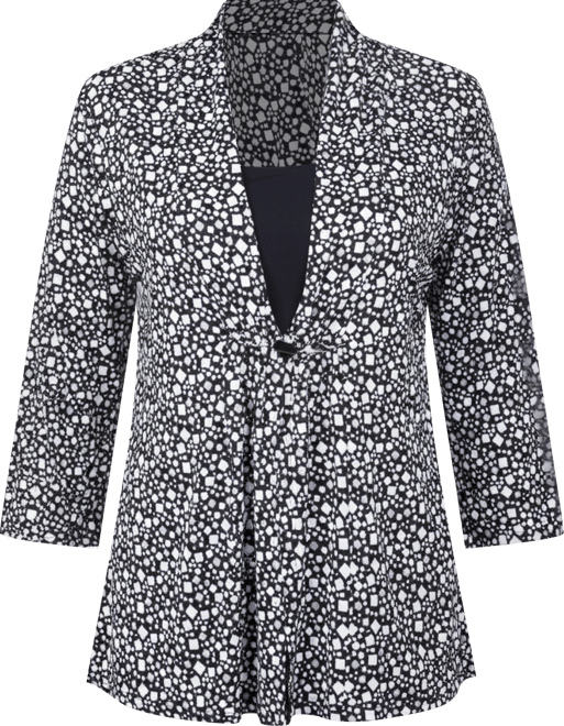 Petite Puff Print 3/4 Sleeve Two-Fer Top