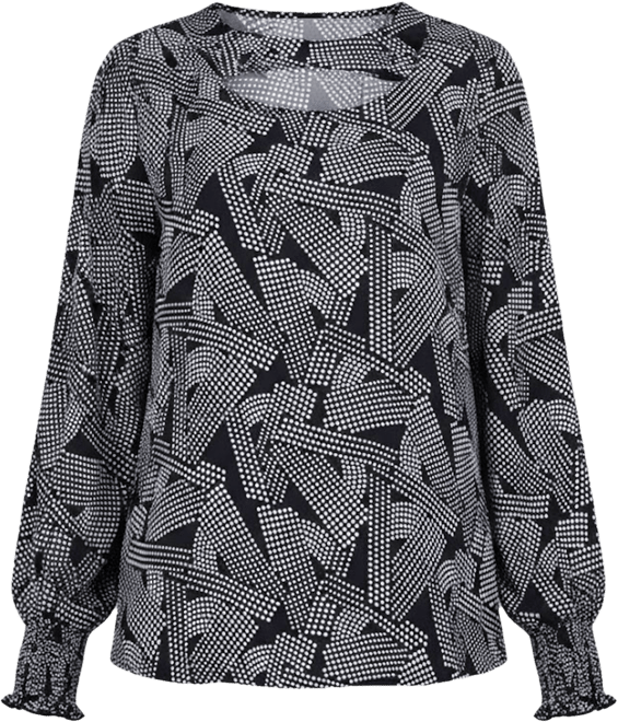 Petite Long Sleeve Dobby Blouse