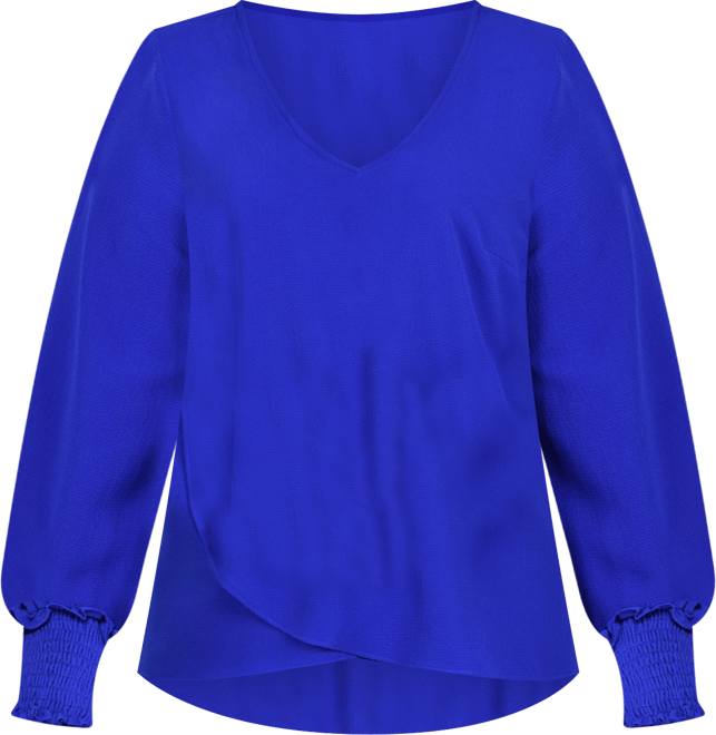 Petite Long Sleeve Crepe Blouse
