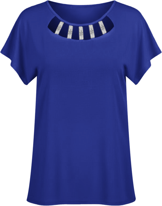 Petite Short Sleeve Knit Top with Hardware