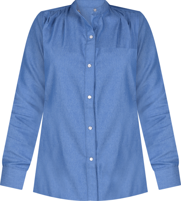 Petite Long Sleeve Chambray Blouse