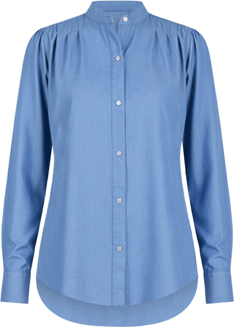 Petite Long Sleeve Chambray Blouse