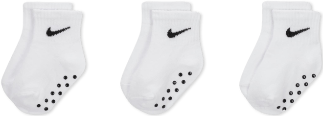 Nike Calcetines hasta el tobillo Swoosh con agarre para bebé (3 pares)