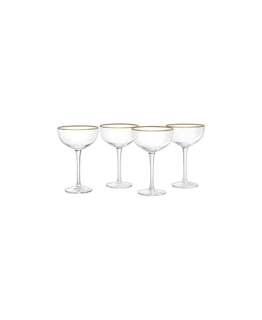 Gold Rim Coupe Glasses, Set of 4