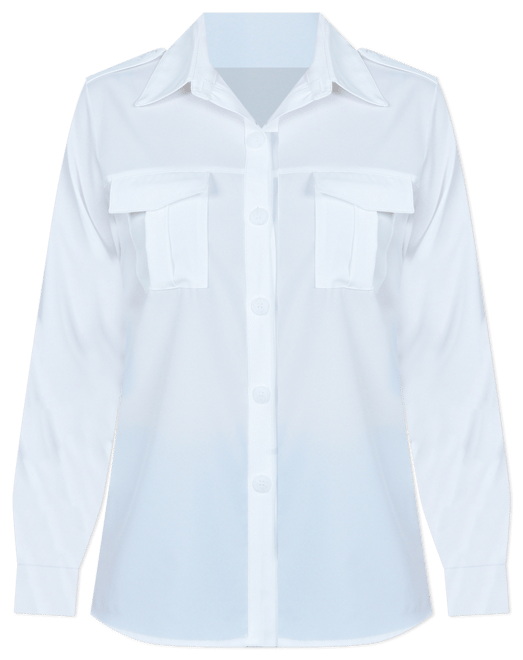 Petite 3/4 Sleeve Roll Tab Utility Blouse