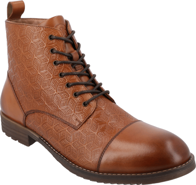 Thomas And Vine Mens Kairo Flat Heel Lace-Up Boots, Color: Cognac