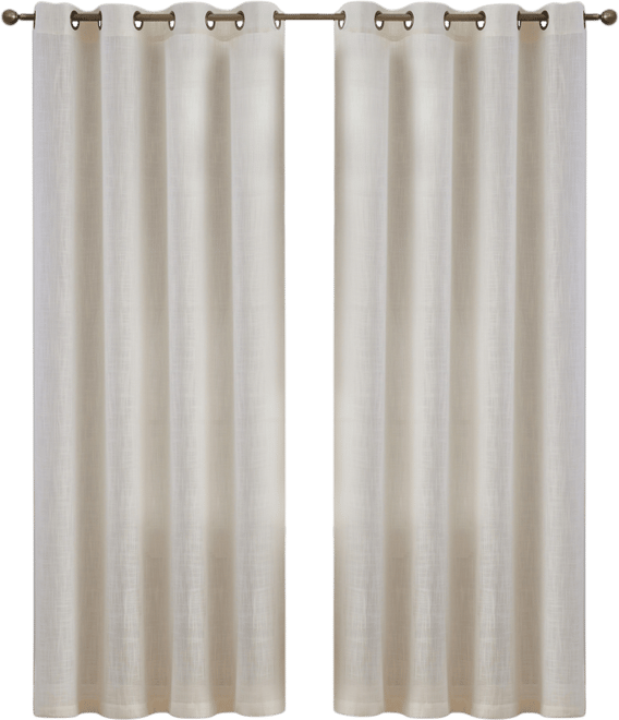 Abbey Faux Linen Textured Semi Sheer Privacy Sun Light Filtering Transparent Window Grommet Long Thick Curtains Drapery Panels for Bedroom & Li