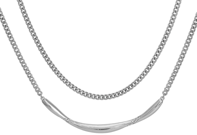Silver-Tone Layered Curb Chain Necklace, 18" + 2" Extender
