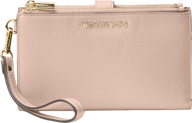Michael  Adele Double-Zip Pebble Leather Phone Wristlet