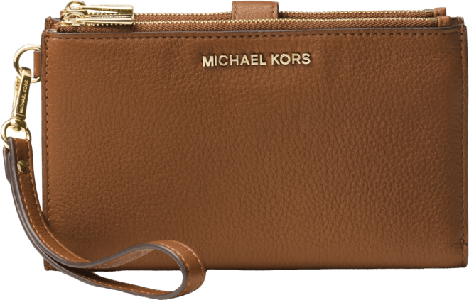 Michael  Adele Double-Zip Pebble Leather Phone Wristlet