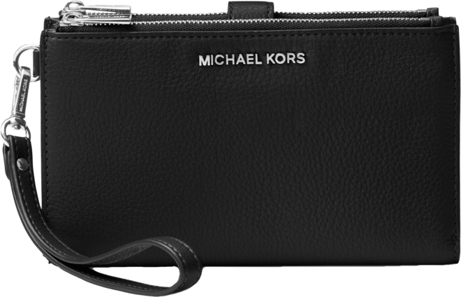 Michael  Adele Double-Zip Pebble Leather Phone Wristlet