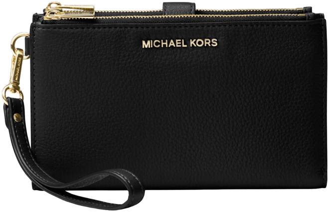 Michael  Adele Double-Zip Pebble Leather Phone Wristlet