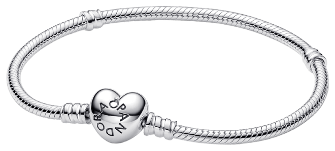 Sterling Silver Moments Heart Clasp Snake Chain Bracelet
