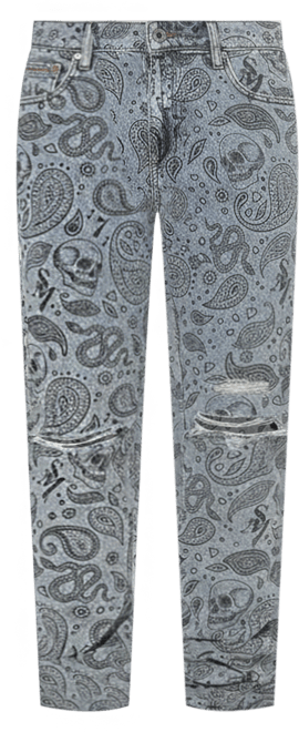 Mens Paisley Skulls Jeans