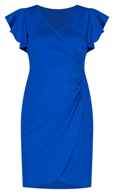 Women's V-neck Ruffle Sleeve Knee Length Dress