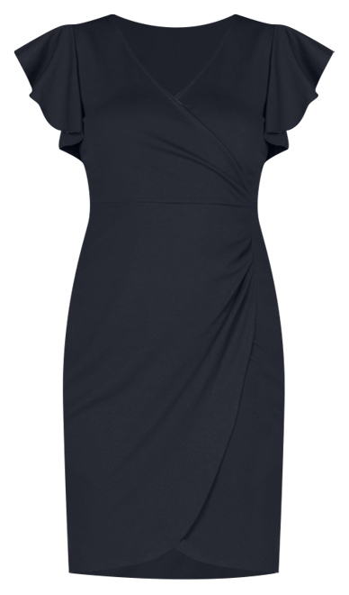 Women's V-neck Ruffle Sleeve Knee Length Dress