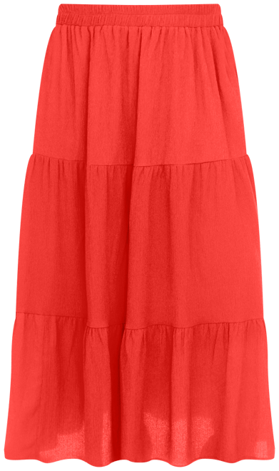 Plus Size Pleated Tiered Maxi Skirt