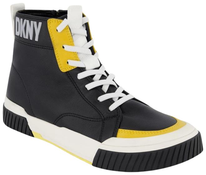 Men's Side Zip Hi Top Two Tone Branded Sole Logo Sneakers