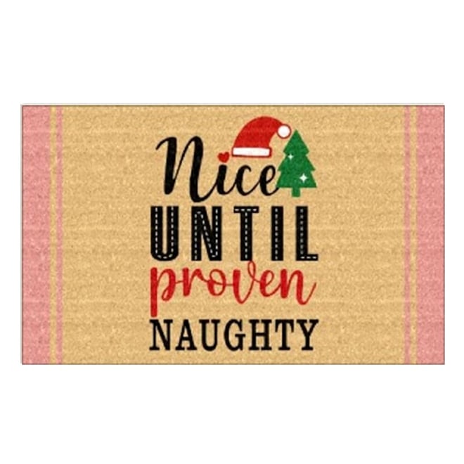 Naughty or Nice Red Holiday Doormat 18x30