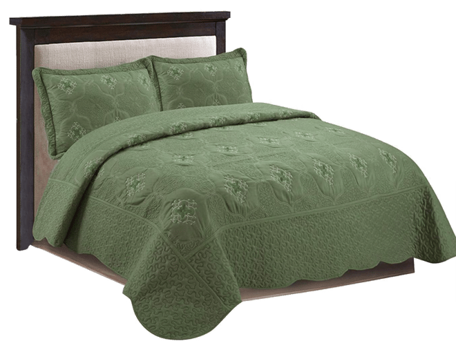 3 Piece Quilted Embroidery Quilts Bedspreads Set Emma