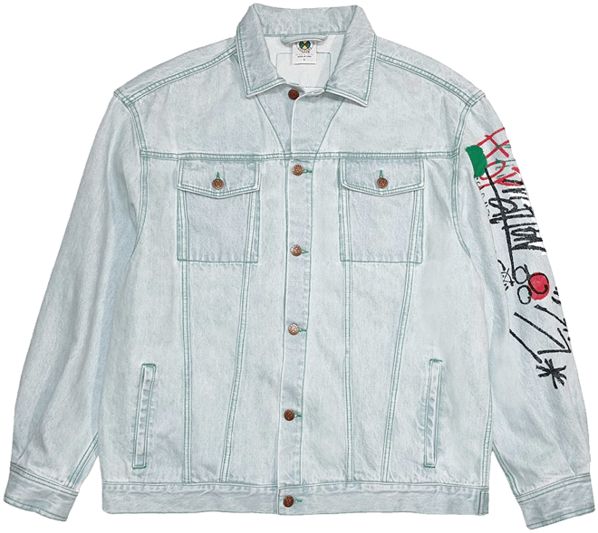 Mens Oversize Denim Graffiti Jacket