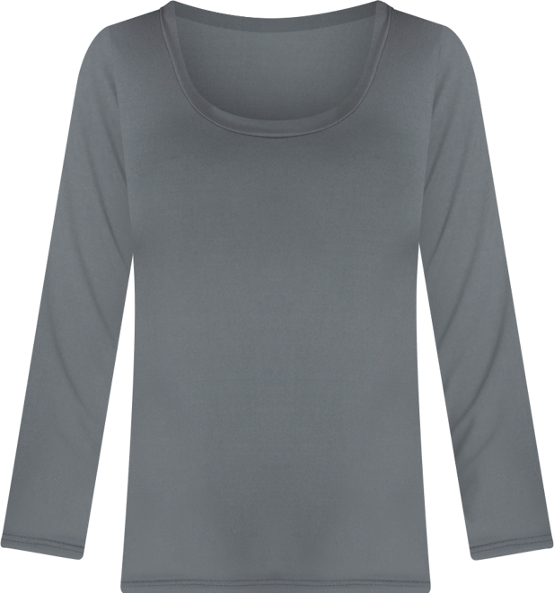 Scoop Neck Long Sleeve Solid Color Tee