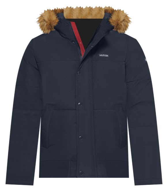 Tommy hilfiger faux online fur hood bomber jacket