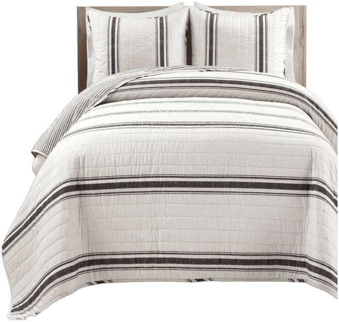 Farmhouse Stripe Reversible Cotton 3-Piece Quilt Set, King