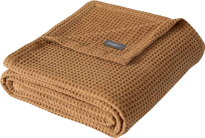 Solid Waffle Cotton Reversible Blanket, Full/Queen