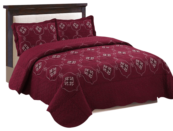 3 Piece Quilted Embroidery Quilts Bedspreads Set Emma Queen
