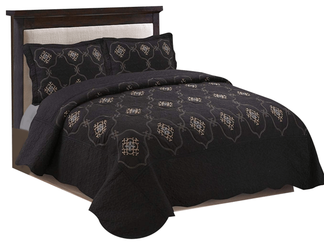 3 Piece Quilted Embroidery Quilts Bedspreads Set Emma Queen