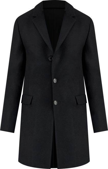 Hugo by  Men's Slim-Fit Wool Classic Black Overcoat