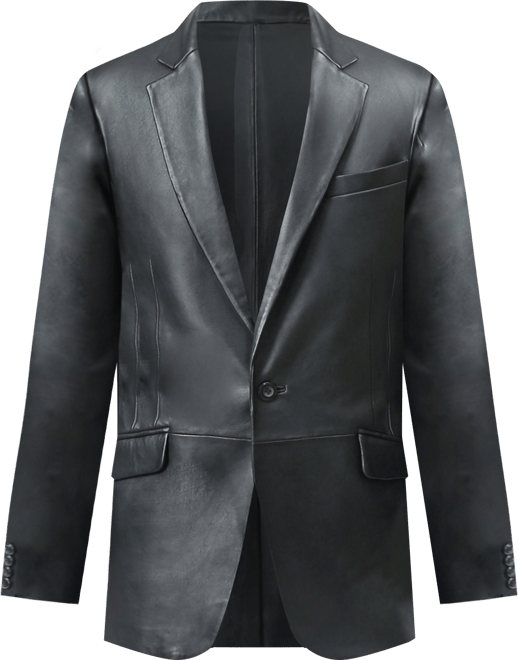 Men John One-Button Leather Blazer