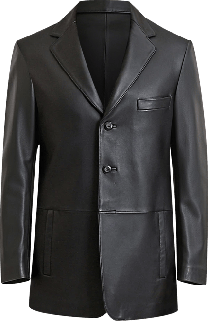 Men Leroy Three Button Lambskin Leather Blazer