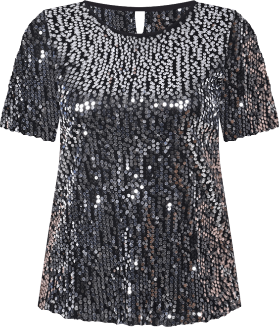 Petite Short Sleeve Sequined Top