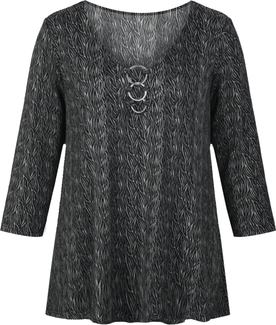 Petite 3/4 Sleeve 3-Ring Top